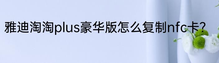 雅迪淘淘plus豪华版怎么复制nfc卡？