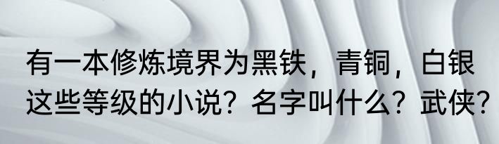 有一本修炼境界为黑铁，青铜，白银这些等级的小说？名字叫什么？武侠？