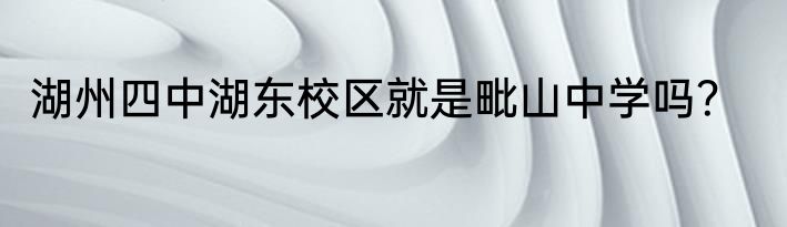 湖州四中湖东校区就是毗山中学吗？