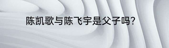 陈凯歌与陈飞宇是父子吗？