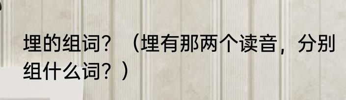 埋的组词？（埋有那两个读音，分别组什么词？）