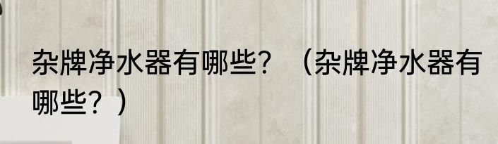 杂牌净水器有哪些？（杂牌净水器有哪些？）