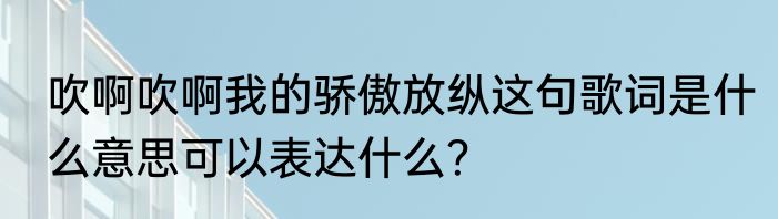 吹啊吹啊我的骄傲放纵这句歌词是什么意思可以表达什么？