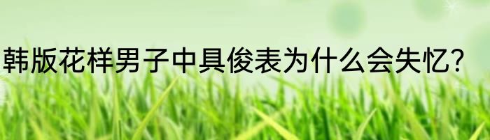 韩版花样男子中具俊表为什么会失忆？