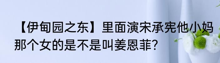 【伊甸园之东】里面演宋承宪他小妈那个女的是不是叫姜恩菲？