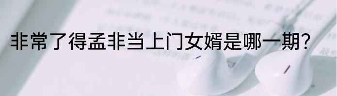 非常了得孟非当上门女婿是哪一期？