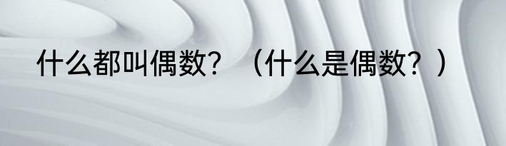 什么都叫偶数？（什么是偶数？）