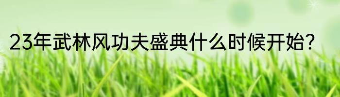 23年武林风功夫盛典什么时候开始？