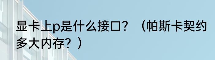 显卡上p是什么接口？（帕斯卡契约多大内存？）