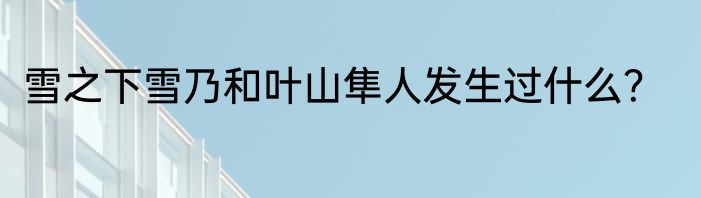 雪之下雪乃和叶山隼人发生过什么？