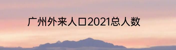 广州外来人口2021总人数