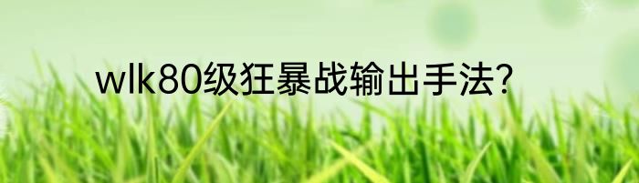 wlk80级狂暴战输出手法？