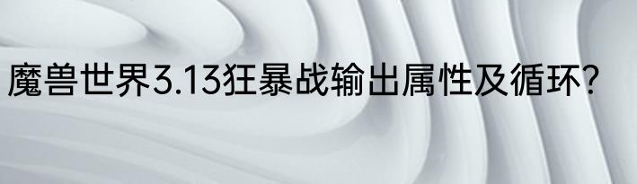 魔兽世界3.13狂暴战输出属性及循环？