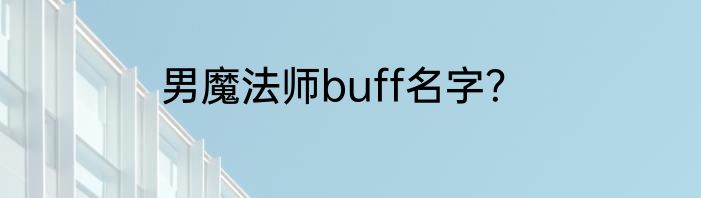 男魔法师buff名字？