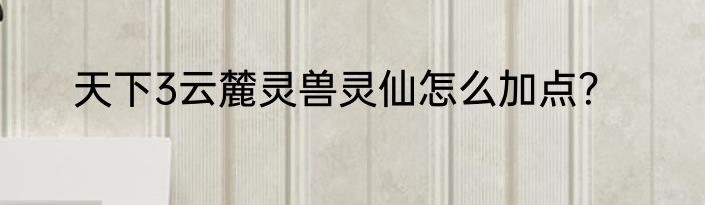 天下3云麓灵兽灵仙怎么加点？