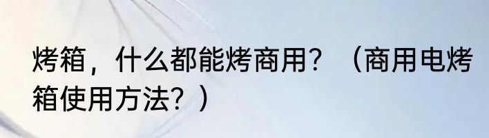 烤箱，什么都能烤商用？（商用电烤箱使用方法？）