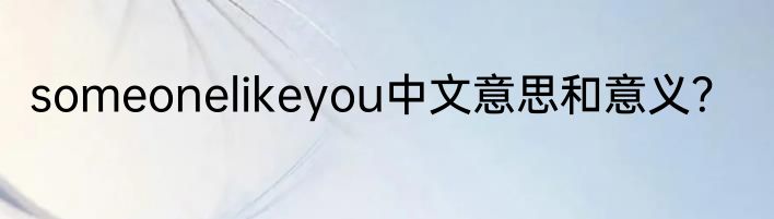 someonelikeyou中文意思和意义？