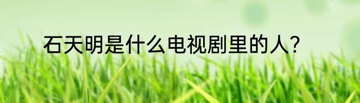 石天明是什么电视剧里的人？
