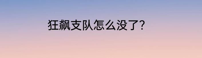 狂飙支队怎么没了？