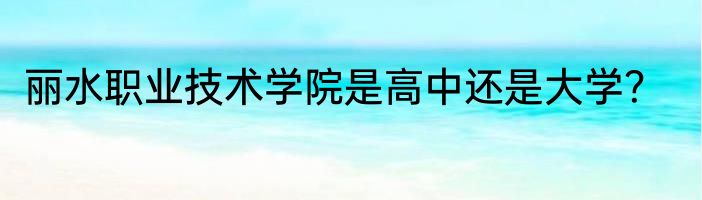 丽水职业技术学院是高中还是大学？