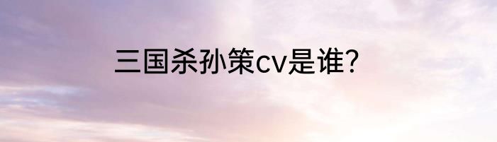 三国杀孙策cv是谁？