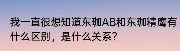 我一直很想知道东珈AB和东珈精鹰有什么区别，是什么关系？