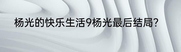 杨光的快乐生活9杨光最后结局？