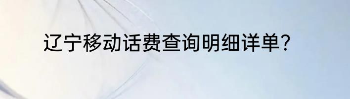 辽宁移动话费查询明细详单？