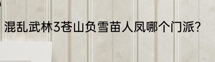 混乱武林3苍山负雪苗人凤哪个门派？