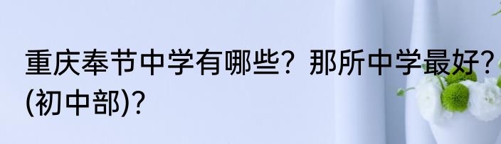 重庆奉节中学有哪些？那所中学最好?(初中部)？