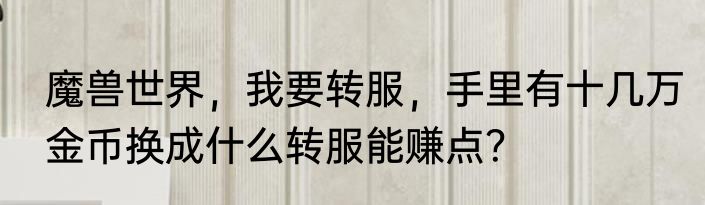 魔兽世界，我要转服，手里有十几万金币换成什么转服能赚点？