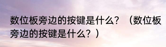 数位板旁边的按键是什么？（数位板旁边的按键是什么？）