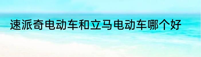 速派奇电动车和立马电动车哪个好