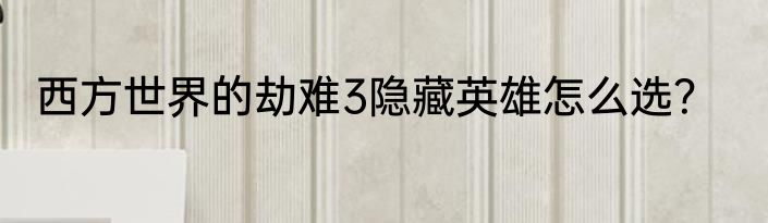 西方世界的劫难3隐藏英雄怎么选？