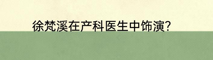 徐梵溪在产科医生中饰演？