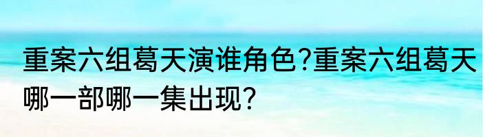 重案六组葛天演谁角色?重案六组葛天哪一部哪一集出现？