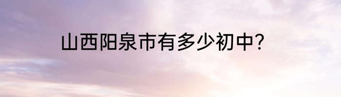 山西阳泉市有多少初中？