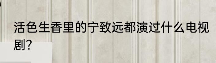 活色生香里的宁致远都演过什么电视剧？