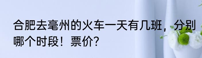 合肥去毫州的火车一天有几班，分别哪个时段！票价？