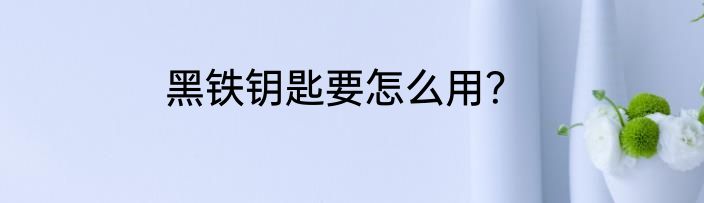黑铁钥匙要怎么用？