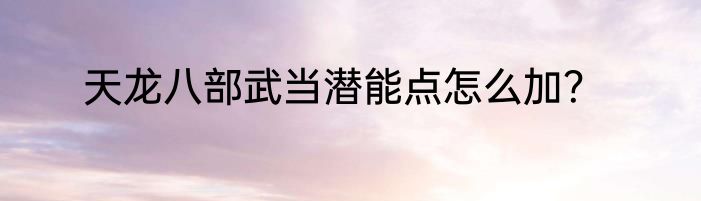 天龙八部武当潜能点怎么加？