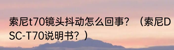 索尼t70镜头抖动怎么回事？（索尼DSC-T70说明书？）