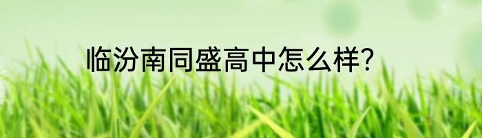 临汾南同盛高中怎么样？