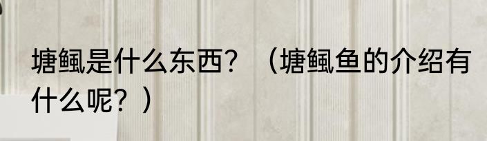 塘鲺是什么东西？（塘鲺鱼的介绍有什么呢？）
