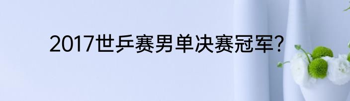 2017世乒赛男单决赛冠军？
