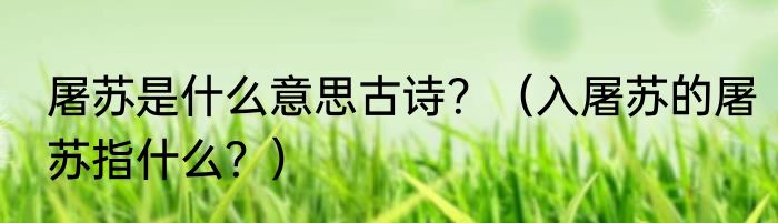 屠苏是什么意思古诗？（入屠苏的屠苏指什么？）