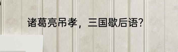 诸葛亮吊孝，三国歇后语？