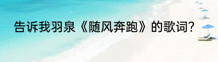 告诉我羽泉《随风奔跑》的歌词？