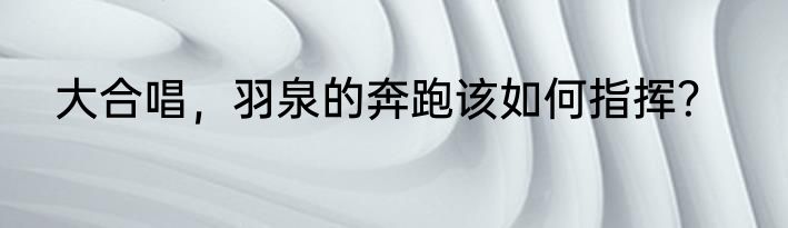 大合唱，羽泉的奔跑该如何指挥？