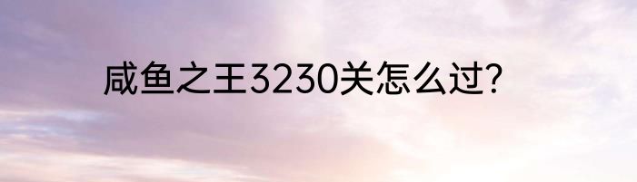 咸鱼之王3230关怎么过？